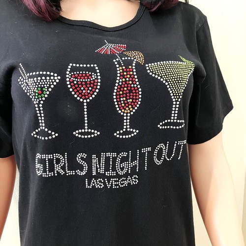 Camiseta negra colorida con cuentas Night Out para niñas, talla mediana - Imagen 4 de 5