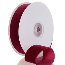 Burgundy Velvet Ribbon 1 Inch Wide x 10 Yards Festive Flocked Gift Wrap