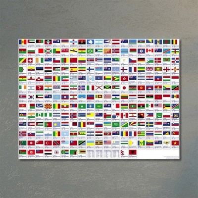 Clear All Flags of the World Posters Canvas Prints Posters Wall Art 24x36