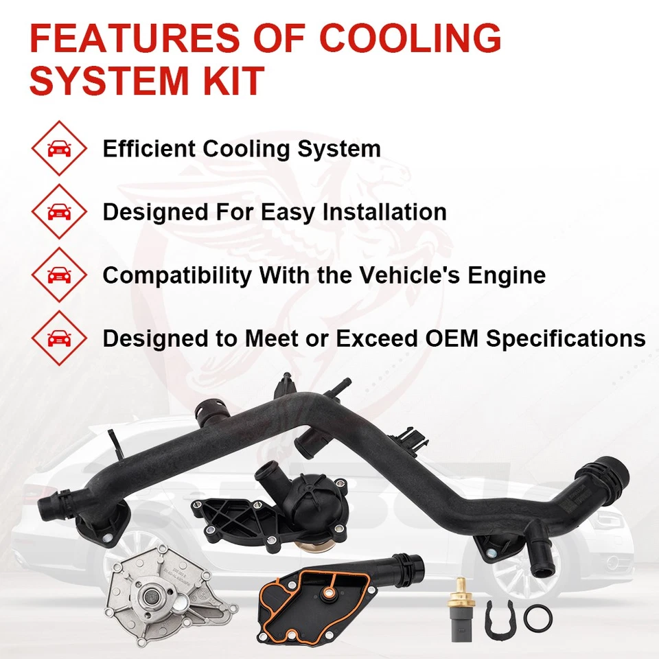 Bomba de agua termostato tubo 3,2 L kit de refrigeración 06E121018B para Audi Q5 A5 A4 2008-12 Foto 2 de 4