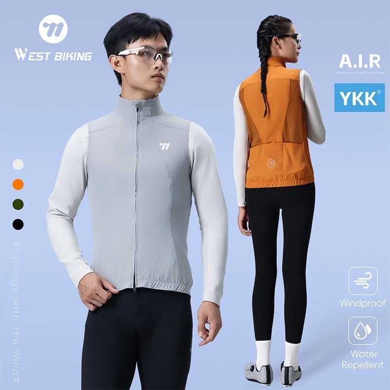 WEST BIKING Windproof Breathable Cycling Vest with Pockets Sports Jersey Coat - Image 3 of 4
