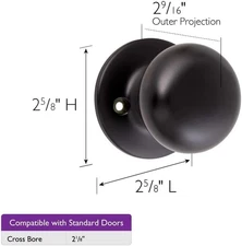 778928 Cambridge Dummy Door Knob for Closet, Matte Black