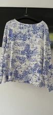 Beautiful Joules Long Sleeve Blue&White Chinoiserie TShirt/S/Shirt Top Size 18