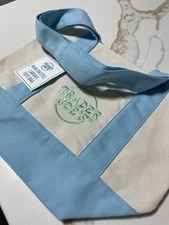 NEW Limited Trader Joe’s Mini Pastel  Canvas Tote Bag with Tags - Blue