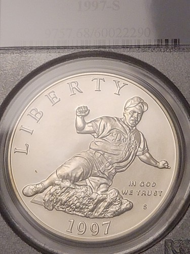 1997-S $1 Jackie Robinson Commemorative Silver Dollar PCGS MS69 - Picture 3 of 7