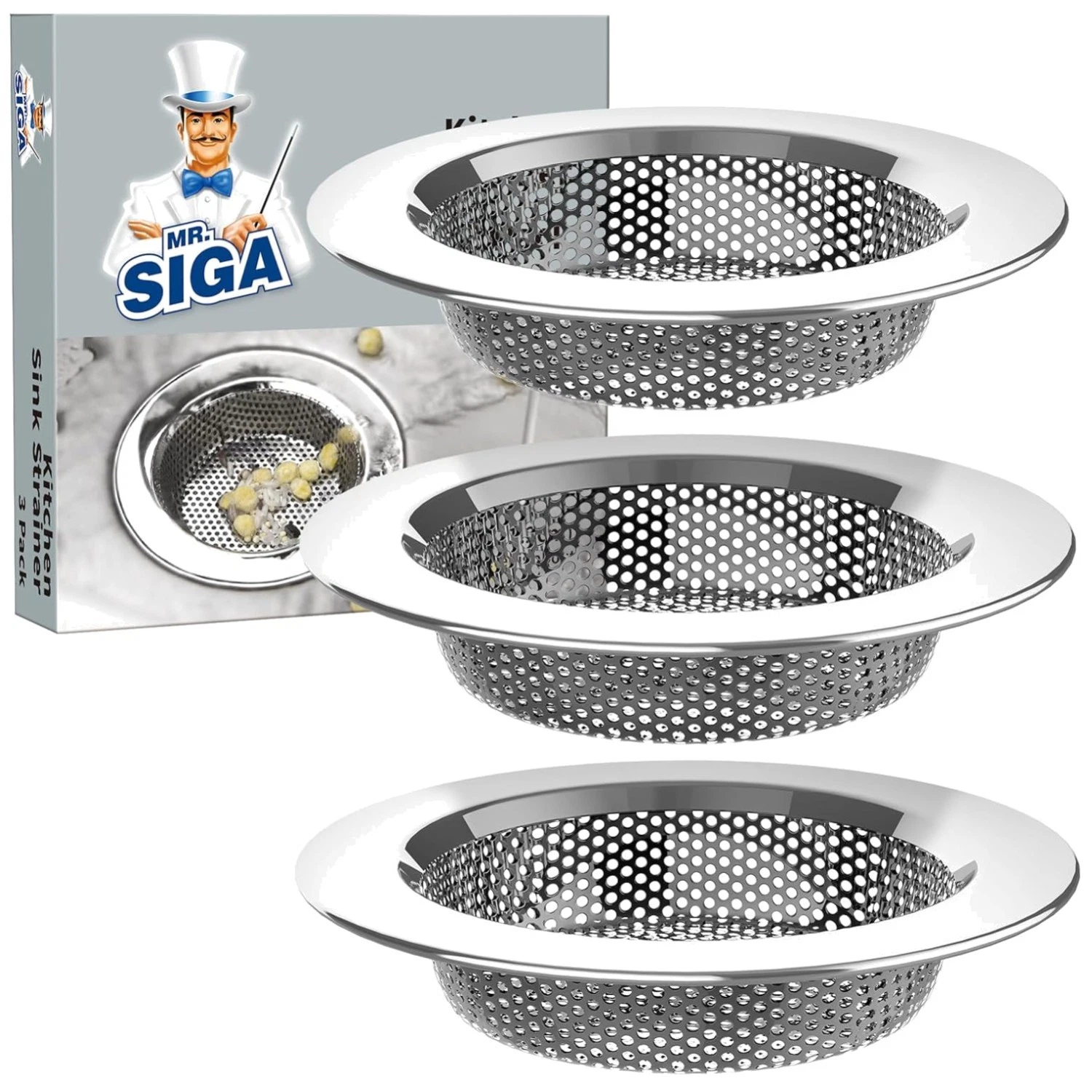 4.4" Stainless Steel Strainers, 3 Pack