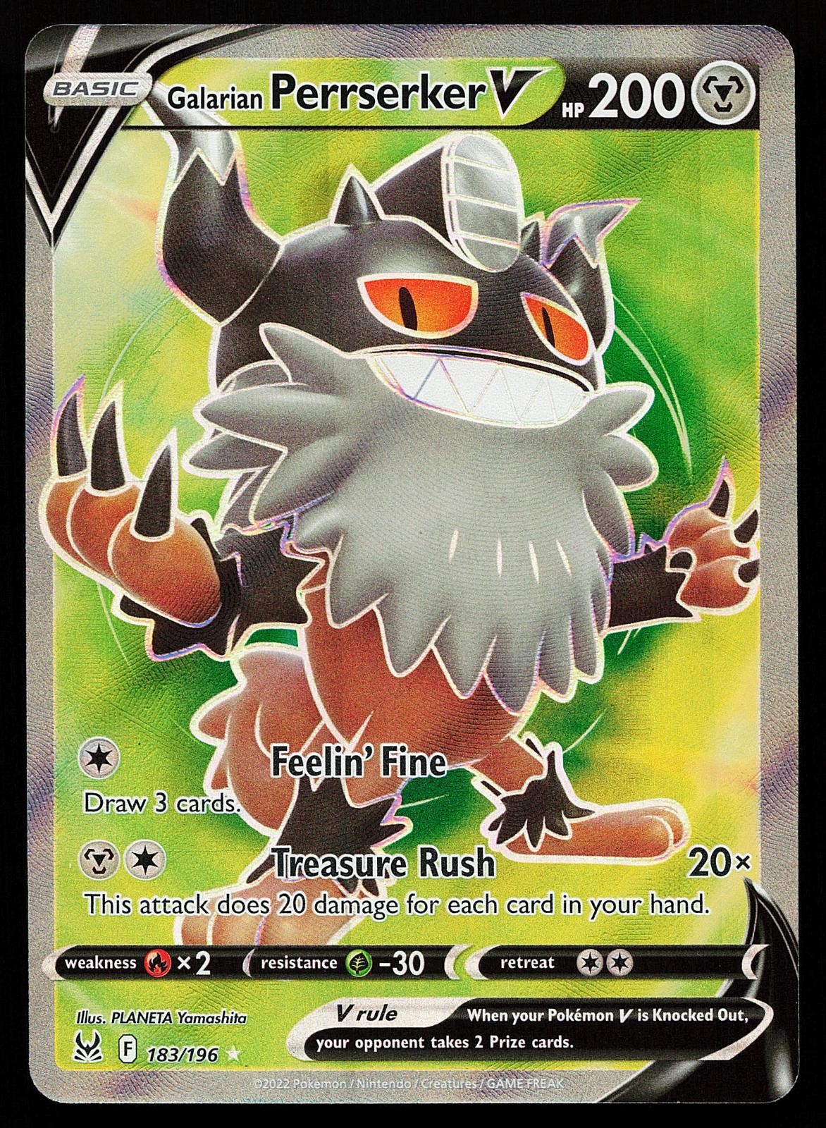 Galarian Perrserker V 183/196 Ultra Rare Lost Origin Pokemon Card