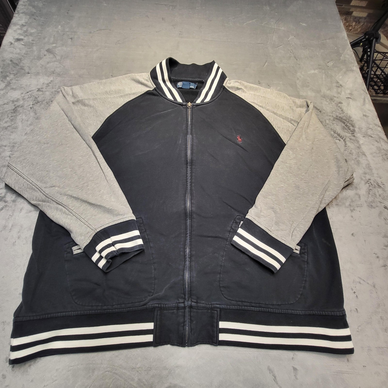 Polo Ralph Lauren Giacca Uomo 3XL Nero Grigio Varsity Full Zip Bomber Big Pony
