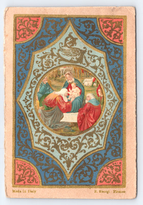 c1900 Nativity Adoration Madonna Child Greeting Card E Sborgi Firenze Italy Gold