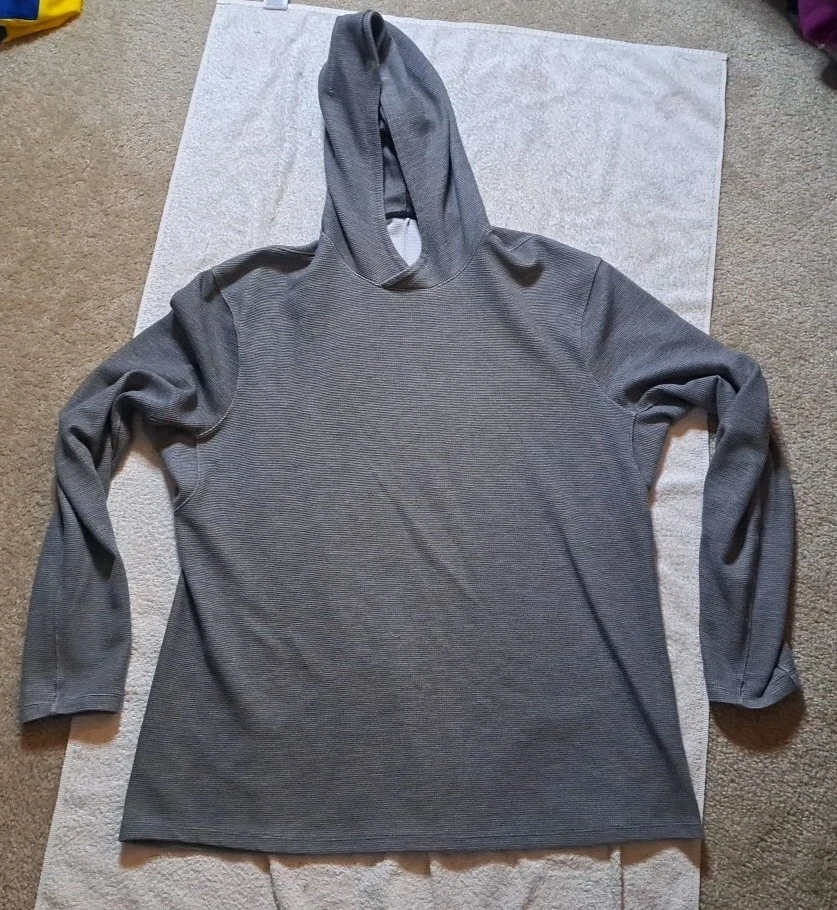 Lululemon Shift Stitch Hoodie Mens Medium Gray Waffle Pullover Long Sleeve
