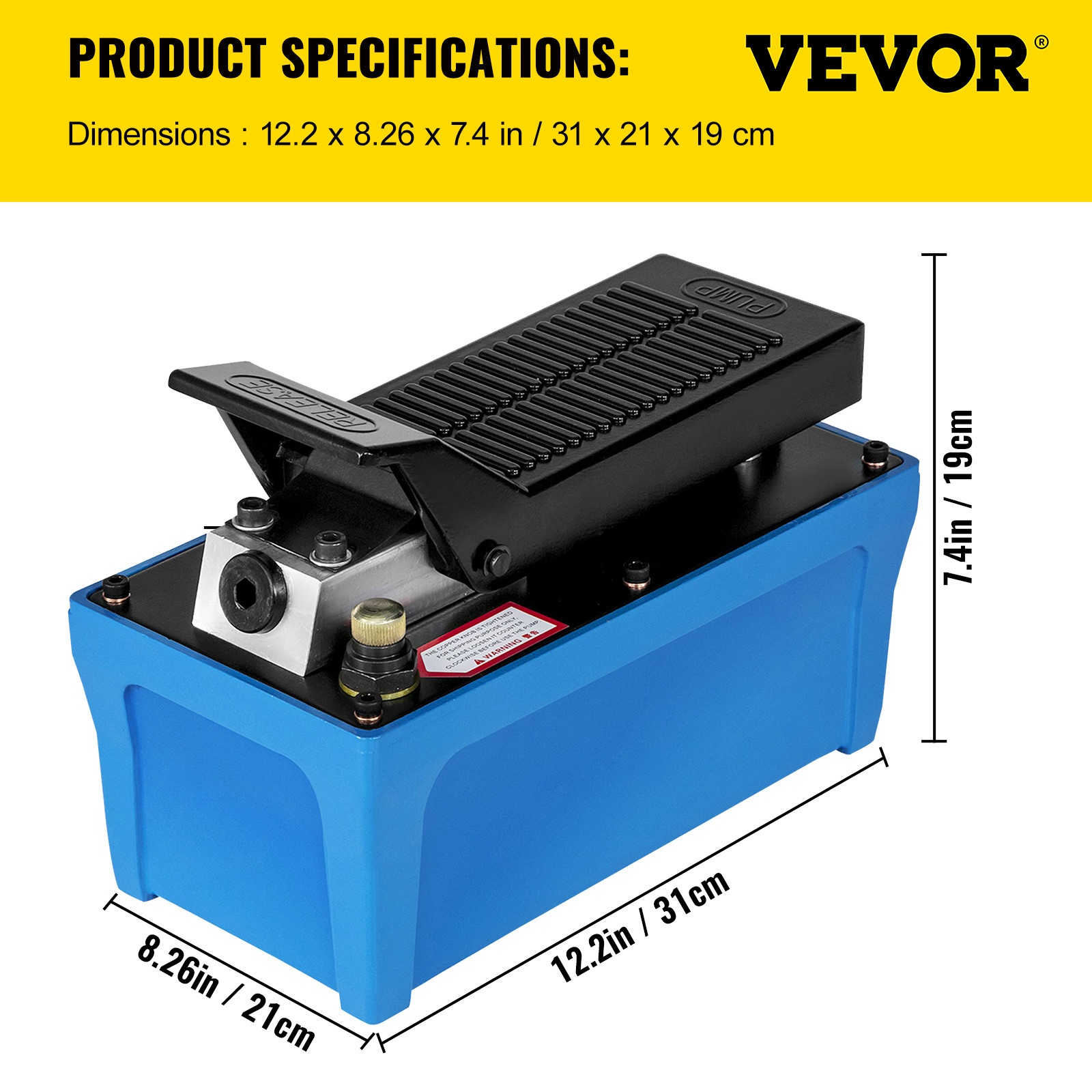 VEVOR Air Hydraulic Pump Power Pack Unit 10,000 PSI 103 In 3Cap