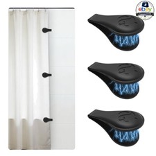 Magnetic Silicone Shower Curtain Clips Black 3 Pack 3.3 in x 1.3 in Splash Guard
