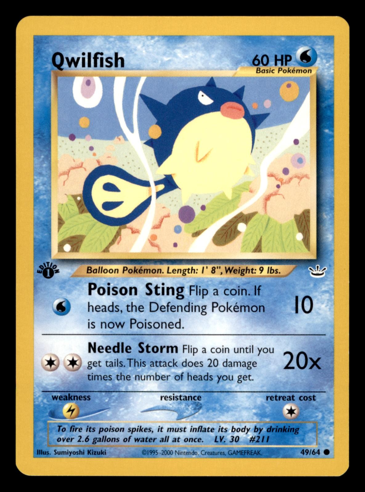 Qwilfish 49/64 Common Neo Revelation Pokemon 1st Edition Lightly Played