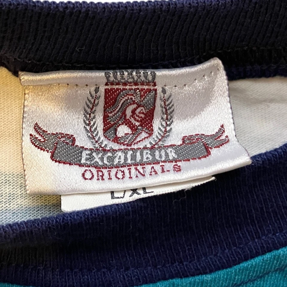 Camisa De Colección Excalibur Para Hombres Grande Las Vegas Rayas Dragón Manga Corta Y2K Foto 4 de 4