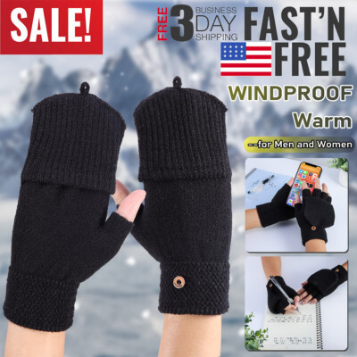 Unisex Fingerless Gloves Half Finger Winter Typing Touch Thermal
