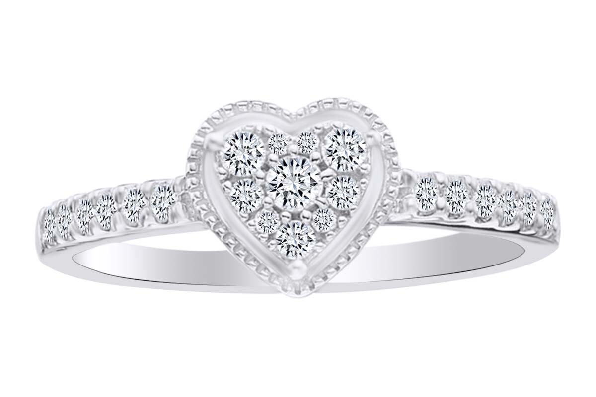 925 Sterling Silver 1/4ct Diamond Heart Promise Ring – Unenhanced, Sizable