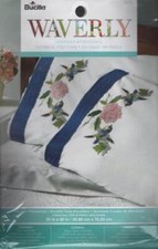 NEW BUCILLA CHARMED PILLOWCASES PAIR STAMPED EMBROIDERY 20" X 30"