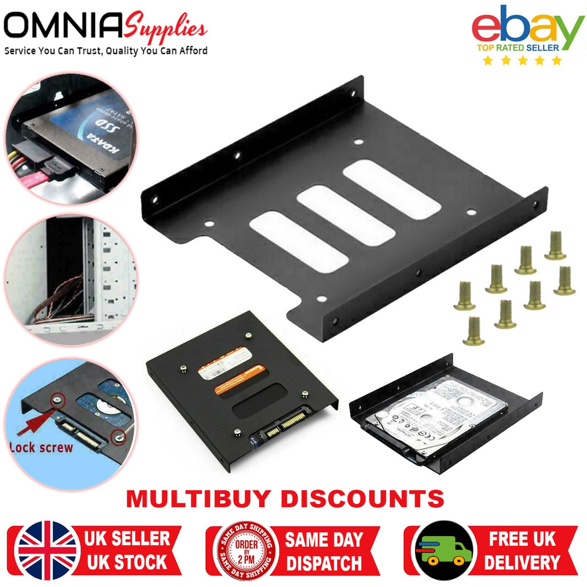 to Metal SSD HDD Mounting Adapter Kit Hard Disk Drive