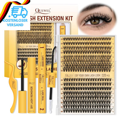 QUEWEL Wimpern Extensions Set 320STK 30D+40D, Lashes Cluster Für Natürlichen Loo