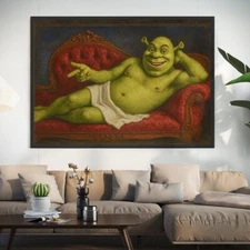 Renaissance Shrek Print, Funny Bathroom Wall Art, Funny Meme Art Print