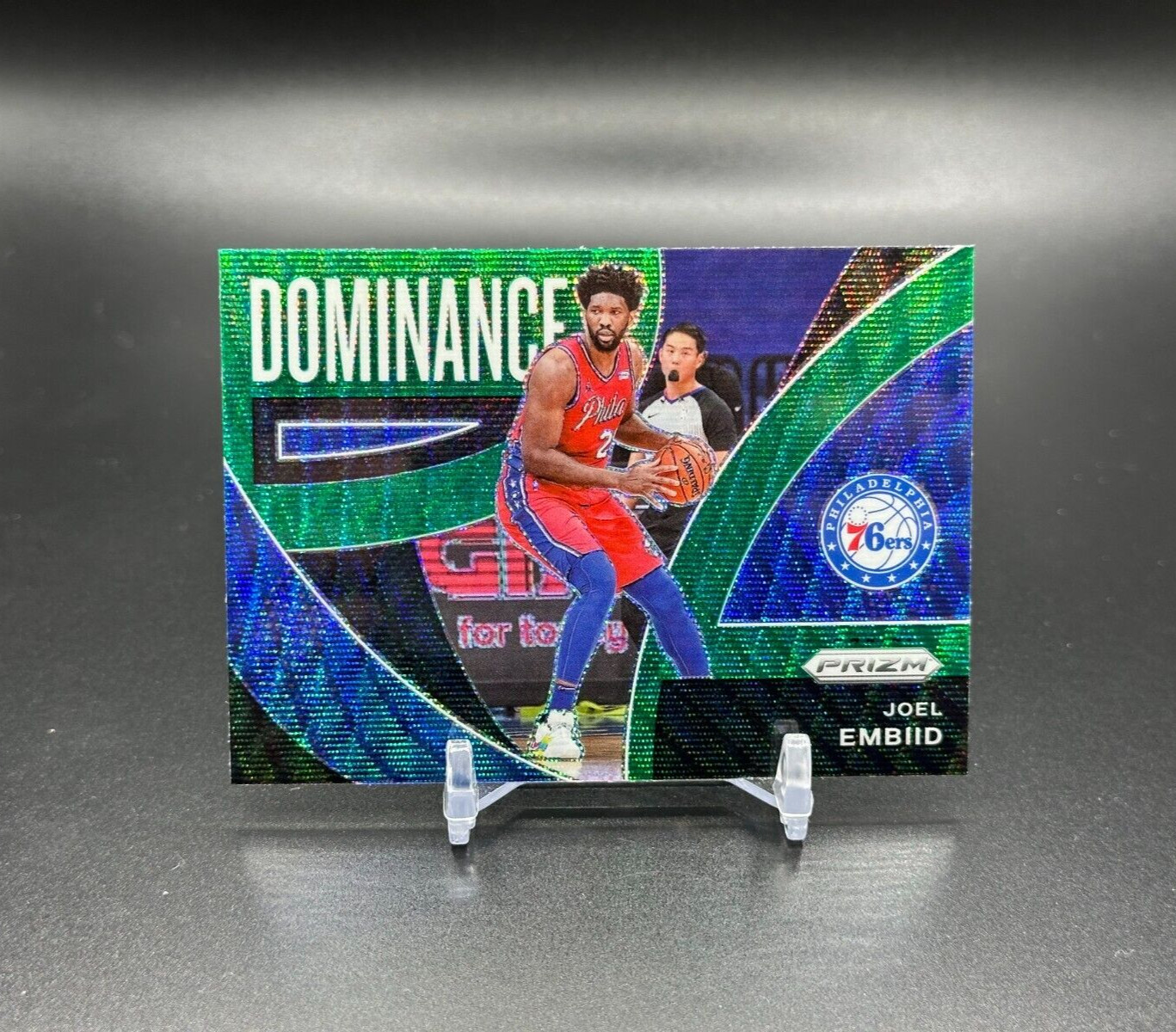 Joel Embiid 2021-22 Panini Prizm Dominance #24 Green Wave Prizm SP 76ers