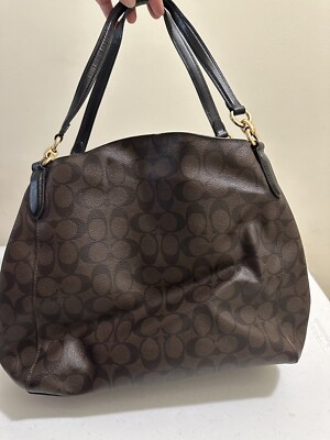 Coach 80298 Hallie Signature Canvas Shoulder Bag - Brown