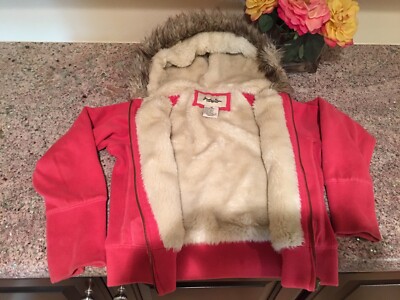 Veste à Capuche Fille Jonathan Stone - Taille 5/6 Ans, Fausse Fourrure Rouge/rose/beige, Motif Léopard, Capuche