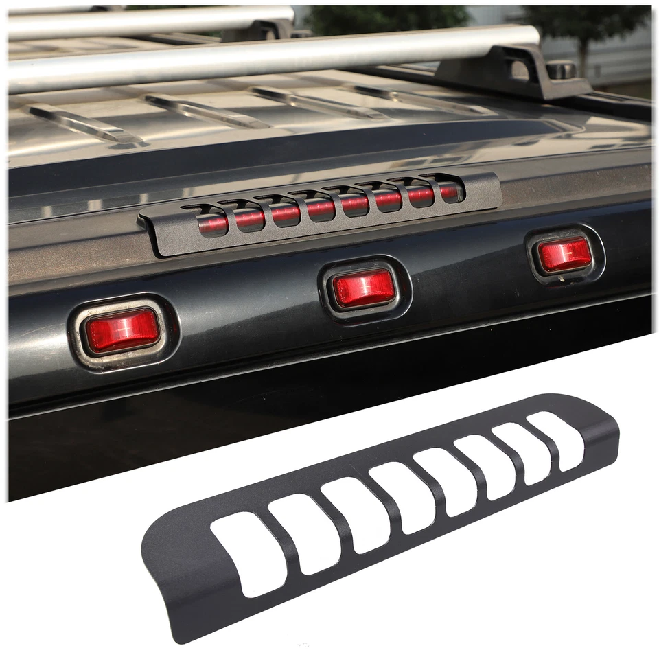 Cubierta de lámpara de luz de freno alta de aleación de aluminio negra para Hummer H2 2003-2009 EE. UU. Foto 3 de 4