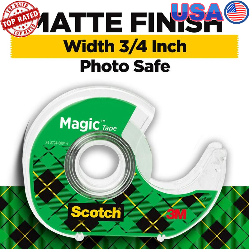 Invisible Tape Dispenser 2 Rolls Clear 3M Adhesive Photo Safe Office Supplies US-image