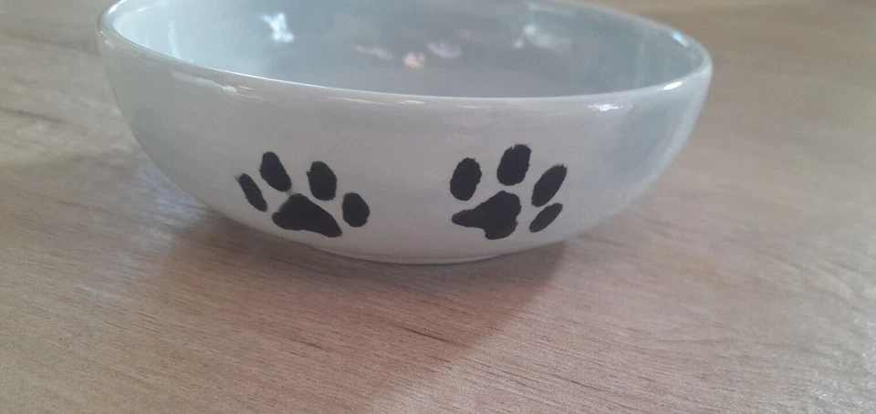 Katzennapf, selbst bemalt mit Name Levi, ungenutzt, grau/schwarz - Bild 2 von 2