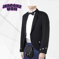New Black Scottish Men s Argyle Kilt Jacket and Vest Scottish Wedding Dress
