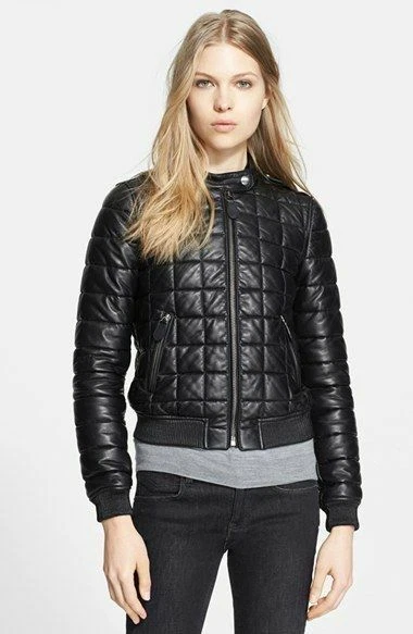 Burberry brit leather jacket hotsell womens
