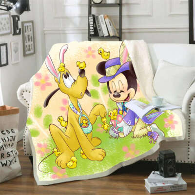 Mickey's Lovely Yellow Ducks 3D Warm Plush Fleece Blanket Picnic Sofa Couch