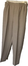 NWT Alfred Dunner Sz 12 Pull On Straight Leg Casual Dress Pants Pkts Tan