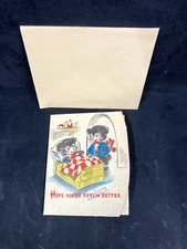 1950'S HALLMARK HOPE YOU'RE FEELIN' BETTER FOLD OUT POSTER GREETING CARD 17X19