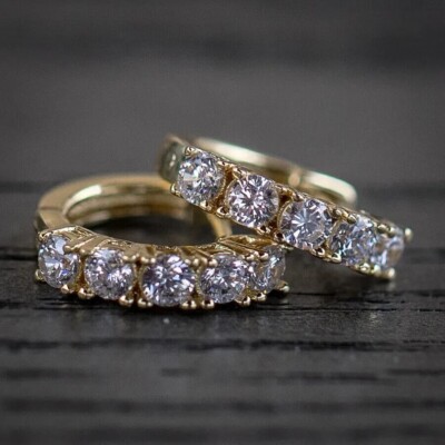 2Ct Round Cut Simulated Diamond Women's Hoop Earring In 14K Yellow Gold Plated