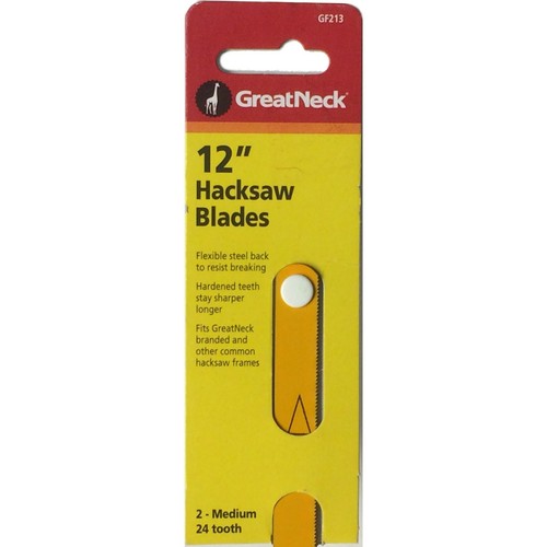 GF213 2-Medium 24-tooth 12'' x 1/2" GreatNeck Hacksaw Blades, 076812018908 - Picture 4 of 6