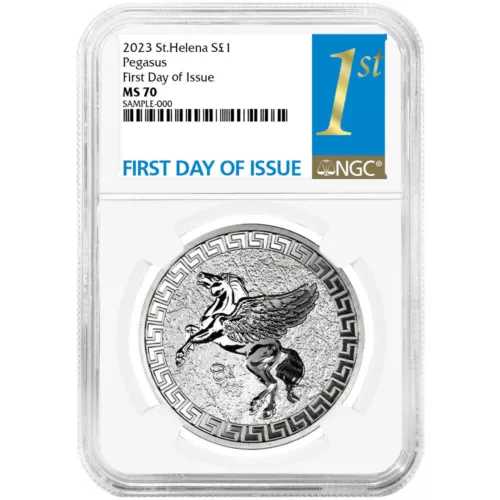 2023 £1 St. Helena "Jennie Norris" Silver Pegasus NGC MS70 FDI First Label
