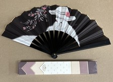 Giner Handmade in Spain Hand Fan Vintage 1960-70's, 16" Women in Hat, Roses