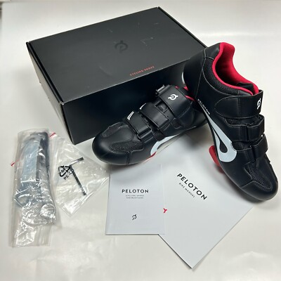 Peloton Cycling Shoes With Cleats Size Womens US EU 40 Black Red Spin Box 
