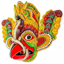 Maschera in legno Sri Lanka tradizionale aquila diavolo decorazione casa maschera da appendere misura 10'