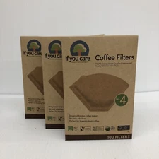 IF YOU CARE  Coffee Filters No. 4 Cone Shaped Unbleached Filter 3pack