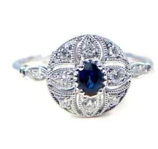 Art Deco Style Lab-Created Diamond Oval Cut Bridal Ring For Her 14k White GoldFN