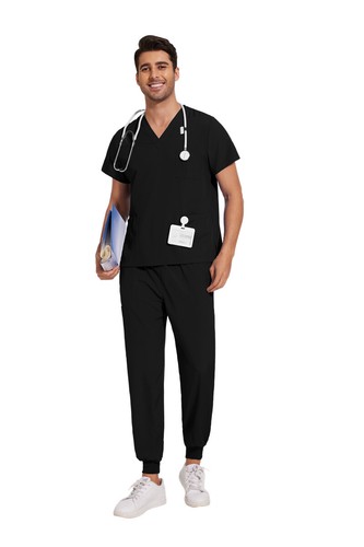 Stretch Medical Nursing Uniform Scrub Set Men V-Neck 3-Pocket-Top Jogger Pants - Picture 115 of 138