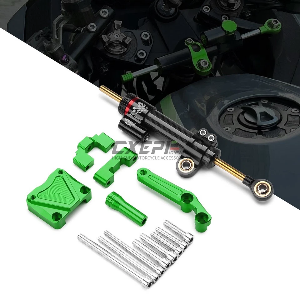 For Kawasaki Ninja300 2013-2017 Short Fiber Carbon Steering Damper Mounting Kit Foto 3 de 4