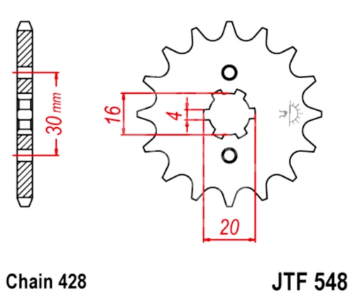 Kit de rodas dentadas e corrente de transmissão 428 JT para Yamaha TTR 125 E 2002-2010 - Imagem 3 de 4