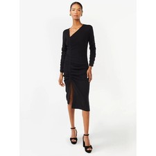 Scoop Women's Midi Sweater Dress with Side Ruching - Size SMALL (4-6)