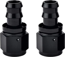 LokoCar 6AN Straight Push Lock Hose Fitting AN6 0° Barb 3/8" End Black 2Pcs