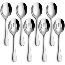 8 Pack Stainless Steel Serving Spoons Set Includes 4 Serving Spoons an...