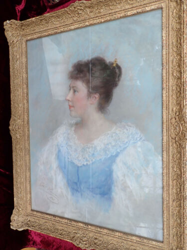 CARL HAVER 1895 Pastell junge Frau Pastellzeichnung Porträt, gel. Thieme-Becker - Bild 2 von 12